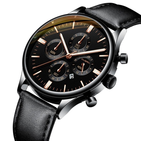 ⌚️NEW⌚️ Luxury Mens Calendar Leather Quartz Watch - Picture 3 of 3